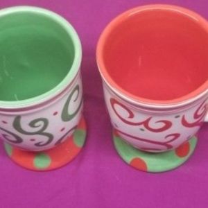 Ho Ho Ho Chrismas Red and Green  Ribbon Mug Set by Certified  International